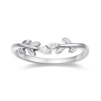 Vjenčani prsten od listova od 14k bijelog zlata moissanite prstenovi za žene