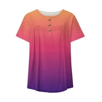 Ženske vrhove plus veličina Sakrij trbušni tunički kratki rukav majice Summer Henley Slatka majica Dressy