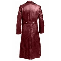 Muški retro kožni kaput vintage Steampunk gotički dugi kaput dvostruko slim fit kaput od jakne