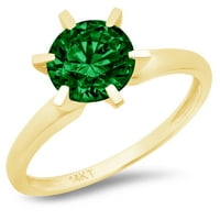 3CT okrugli rez zeleni simulirani smaragd 14k žuti zlatni ugraving izjava bridalna godišnjica Angažovanje
