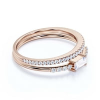 Art Deco Minimalist 1. Emerald Cut Diamond Moissanite zaručnički prsten, vjenčani prsten u 10k čvrstog ruža zlato, poklon za njen, obećajući prsten, obljetni poklon, minimalni dizajn, minimalni dizajn