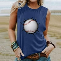 Tiskani svileni vrhovi za žene nezavisne stanice stila bez rukava ženska odjeća bejzbol tiskana majica