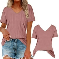 Vedolay Crop Top vrhovi za žene Modni casual majice kratkih rukava, Pink XL