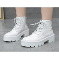 Fangasis Ženske udobne cipele Blokiranje peta hodaju vodootporne okrugle nožne cipele za gležnjeve bijele 7,5