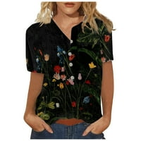 Cvjetni bluze za žene Ljeto Ležerne prilike za bluze s kratkim rukavima 2xl