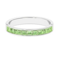 Pola vječnosti baguette prsten - laboratorija stvorio zeleni safirni nosač za žene za žene, srebrne