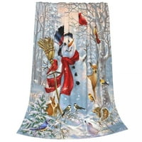 Dona Gelsinger Snowman pokrivač baršuna za zimsku božićnu božićnu Novu godinu super meko baca za posteljinu
