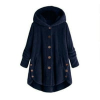 Ženski vrhovi, jakne i kaput, ženski plus veličina gumba plišane vrhove kapuljača sa kapuljačom od vunene kaput zimska jakna