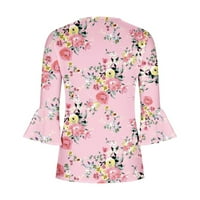 TOBCHONP Ljetni vrhovi Dame Udobni pulover Ljetni vrhovi Ležerne vitke ženske odjeće Pink XL