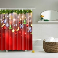 Božićna tuš zavjesa vodootporna poliesterska zvezdana zavjesa za tuširanje sa kukama kupatilo crvena
