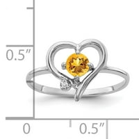 14k bijeli zlatni citrinski aa pravi dijamantni prsten