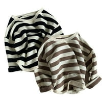 Esaierr Toddler Baby Boys Girls Pamučne majice za novorođeni pulover Tee Stripe Solid Crewneck Ležerne