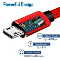 Micro USB kabl, Afflu 3ft najlonska pletenica velike brzine mikro USB punjenja i sinkronizacije za sinkronizaciju
