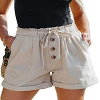 Sanviglor Dame kratke vruće hlače Ruffled ljetne kratke hlače Čvrsta boja mini pant vrećica za odmor