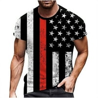 Muškarci Dan neovisnosti Košulje kratkih rukava Američka zastava Print Patriots Tort Crewneck Slim Fit Stretchy Works Tops