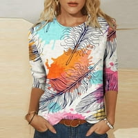 Ženske modne grafičke rukave s rukavima Crewneck Loop Fit Mekani bluza FOLD Trendy Comfy pulover majice