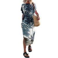 Ženska ljetna majica Haljina Raglan rukava Crewneck Ispiši labavi prorez Bočne haljine za plažu