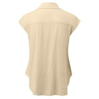 Inleife Žene Ljeto Ležerne prilike pamučne posteljine kratkih rukava majica za majicu Labavi gumb spuštena