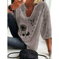 Floralna bluza bez ramena Casual Tops rukav moda za žene siva 2xl