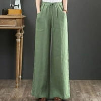 Široke pantalone za žene za žene Visoko struk Žensko proljeće i jesen Solidna boja Elastična struka