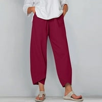 Hlače za ženske ležerne ljetne džepove struka Solid harem elastične labave pantalone
