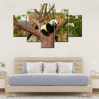 Uokvirena konstata za životinje Canvas, 60 x32 Baby Panda spava na drvetu krajolik platnena umjetnički