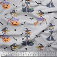 Soimoi Rayon Crepe Tkanični čarobni napitak, palica i vještica Halloween Decor tkanini od tiskanog dvorišta