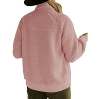 YOBECHO ženska jakna od vune toplo dugačka dugmeta s dugim rukavima niz jaknu