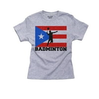 PUERTO RICO Olimpijski - Badminton - Pamučna mladost siva majica zastava