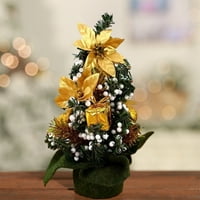 Mini božićno stablo Mini božićno drvce sa zlatnim cvijećem malih kugličnih dekora šarenog Xmas stabla za poklon za kućnu zabavu