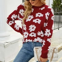Ženski okrugli izrez za rekreativni pulover Pleteti džemper s dugim rukavima udoban osnovni