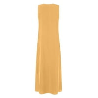 Ležerne ljetne haljine za žene Djevojke oblače prekrivač dubokim V-izrezom BROMPER Ugrađeni džep žuti s