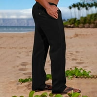 Puntoco Plus Veličina za čišćenje Muškarci solidni elastični pojas Pocket pamučne patlne panele pantalone crne 16