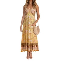 Binpure ženske seksi haljine za suspenziju cvjetni print bez rukava s rukavima s V-izrezom