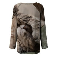 Modni ženski O-izrez Loose Forts Ležerne prilike za životinje T-majice Dugi rukav bluza HOT6SL868932