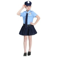 Podesite policijski službenik kostim djevojke policijska kostim haljina kravata pojas za struk za Halloween