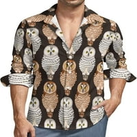 Šuma i polarne sove Muška košulja dugih rukava dolje Ležerne majice za bluze
