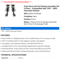 Prednji set SPRut i zavojnice i zavojnice SPREST - kompatibilan sa - Chevy Venture 2004