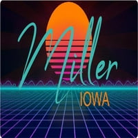 Miller Iowa Vinyl Decal Stiker Retro Neon Dizajn