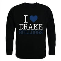 Republički proizvodi 552-292-blk- Drake University I Love Crewneck majica, Crna - Extrally