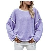 Ženska zimska pletena Jumper Chunky pleteni pulover Looplje pletene majice O-izrez Fragarn S