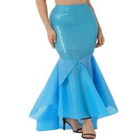 Ženski sjajni šljokice sirena repne suknje tematske haljine suknje kostim plavi xl