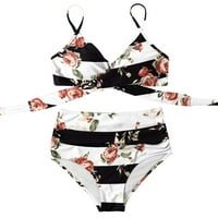 Kupaći kostim za žene Criss Cross High Strik cvjetni ispisani kupaći kupaći kostim
