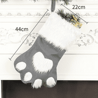 Božićne čarape za pse, plišane vješanje čarape za odmor i božićne ukrase, siva