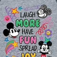 Disney - Mickey Mouse - nasmijte se više, zabavite se, raširite radost - ženska grafička majica Raglan