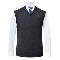 Džemper prsluk muški modni casual jacquard v dno kašika pluća na rukavu bez rukava prsluk bez rukava