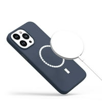 Za iPhone XI6. PU koža s unutarnjim magnetskim kružnim metalnim tipkama u boji - indigo plava