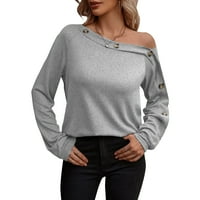 Ženska dukserica s dugim rukavima s ramena Ležerne prilike labavih tuničkih vrhova bluza