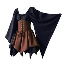 Žene Kostimi Gothic Retro dugih rukava Dresses Haljine s dugim rukavima okrugli vrat Mid-Calf haljina