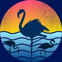 Flamingos zalazak sunca Juniors Royal Blue Graphic Tee - Dizajn ljudi XL